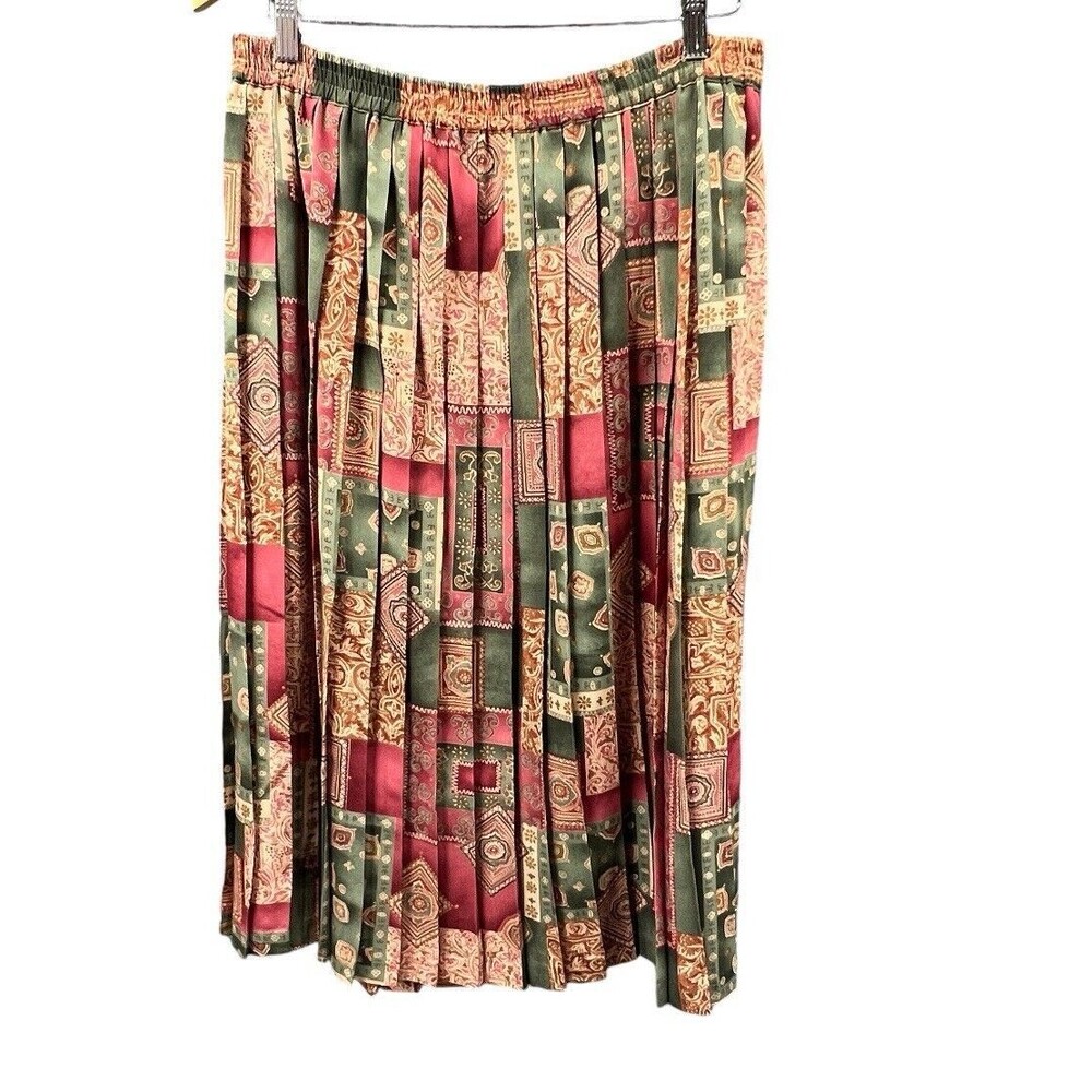 VTG 80's Alfred Dunner Accordion Pleated Skirt Women 14 Midi Preppy Secretary